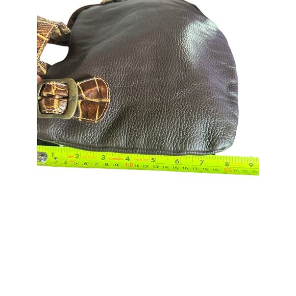 Petusco leather made in Spain Shoulder Bag tote brown w/ croc handles buckle - Picture 8 of 12